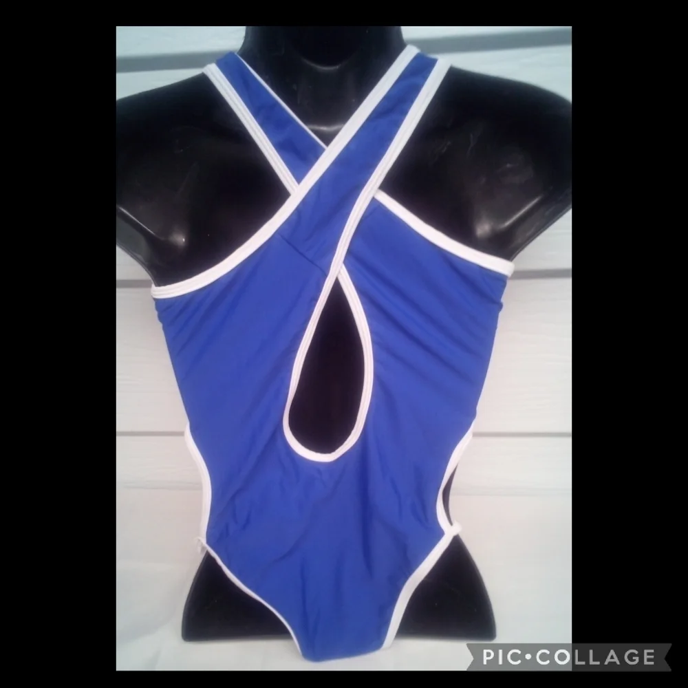 Blue one piece swimsuit - Picture 6 of 10